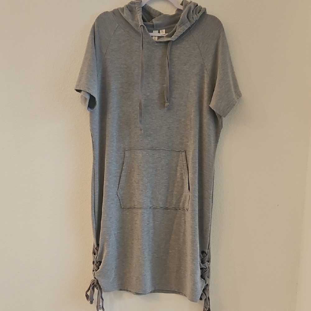 Tacera Gray Maxi Dress with Hood
